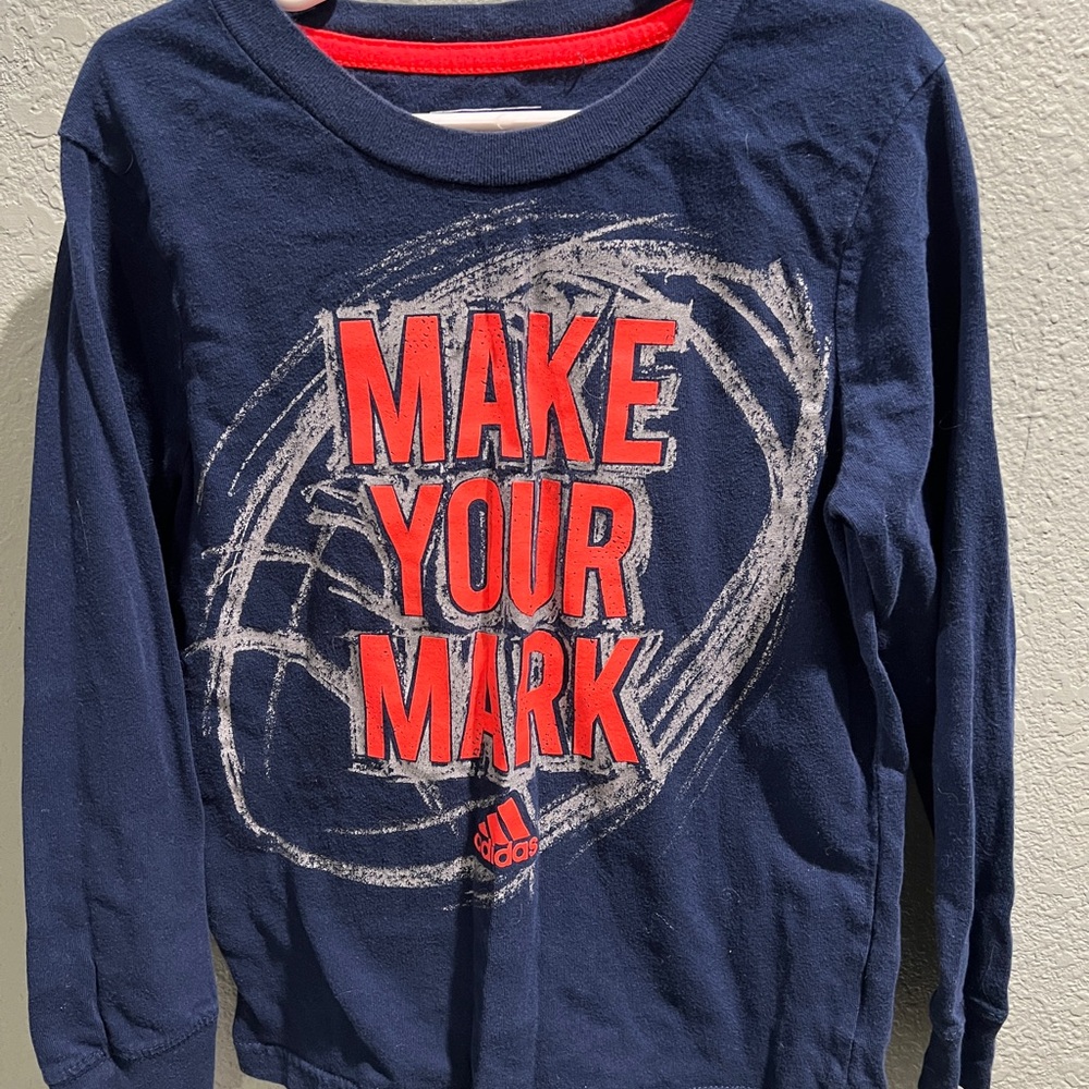 Adidas Kids Navy and Red Long Sleeve Tee